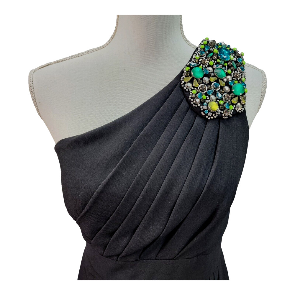Shoshanna Sexy LBD Dress Womens 4 Black One Shoulder Gem Embellished Cocktail Pa - Picture 2 of 12